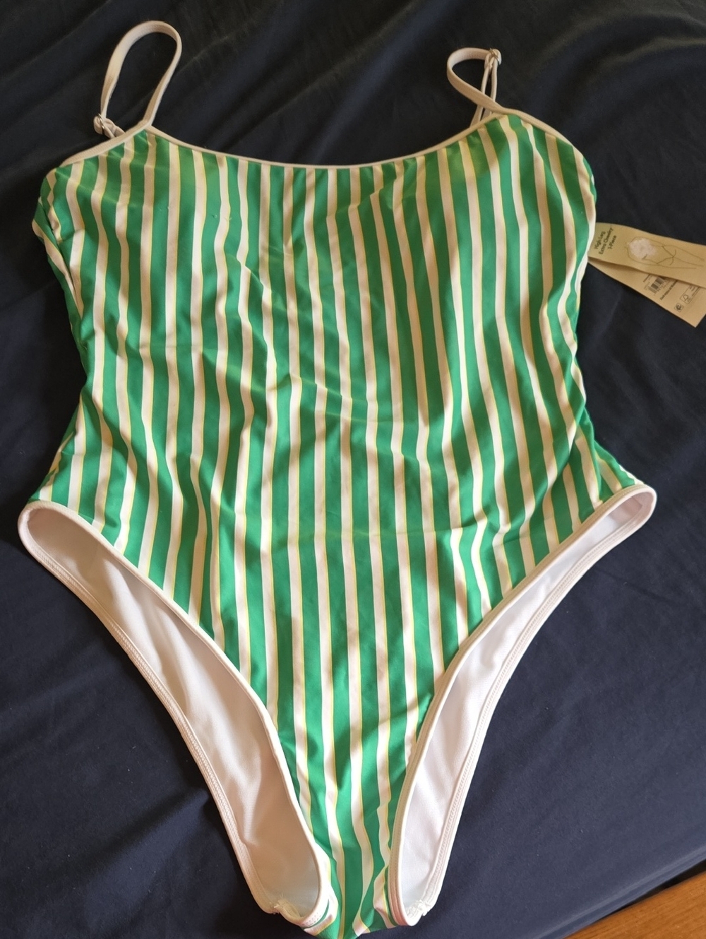 Kids One-Piece Swimsuit - Green & White Stripe